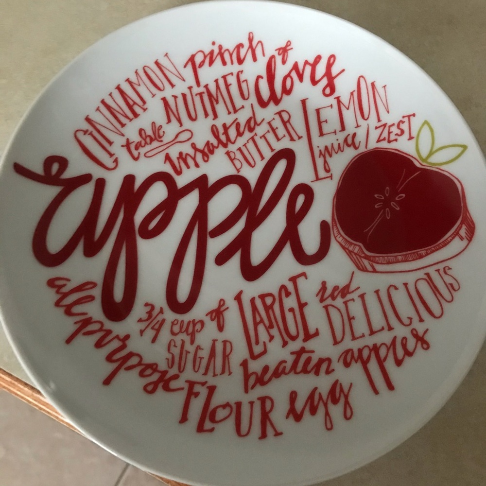 Two adorable crate and barrel pie recipe plates
